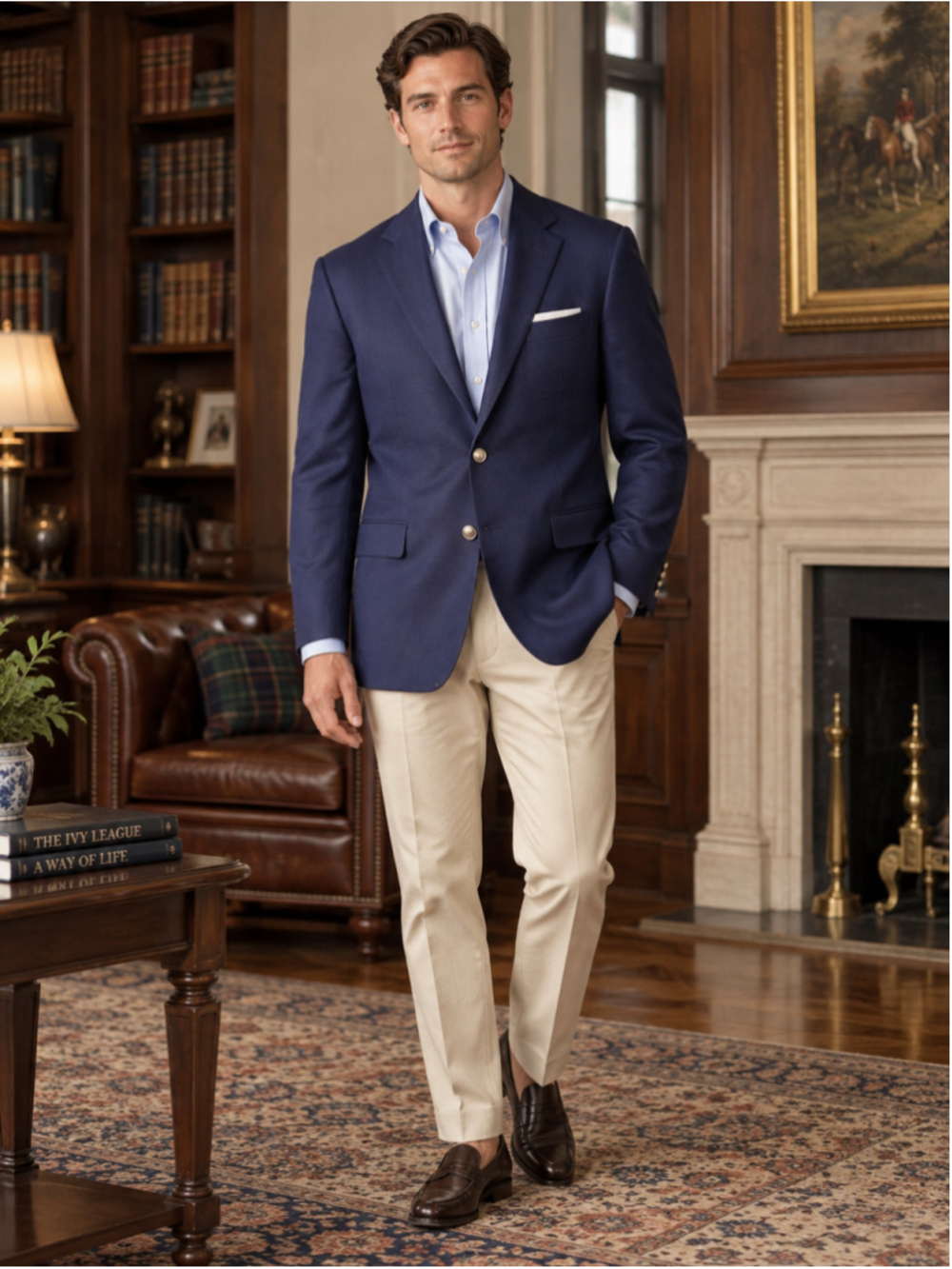 Joseph Abboud Heritage Blazer Men 42R REDA Super 110s Wool Ivy League Trad Navy